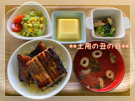 土用の丑の日の自宅ウナギ定食の写真