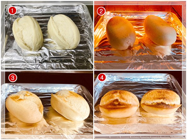 アラジントースターで焼く前から焼き上がりまでの工程比較