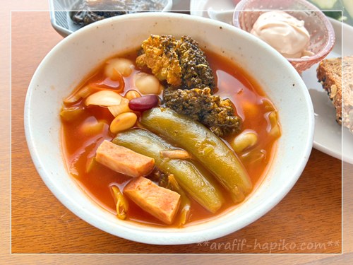 ホエイとトマトジュースで作った野菜たっぷりトマトスープ