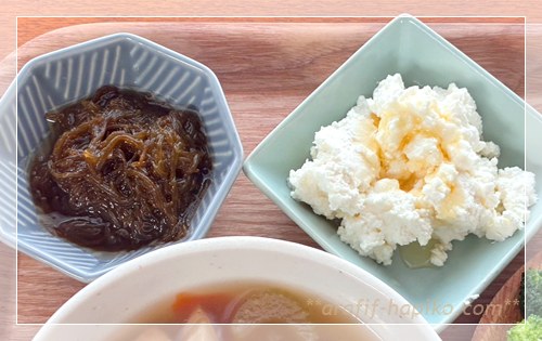 糖尿病ごはん ルーティーン小鉢 もずく酢と水切りヨーグルト