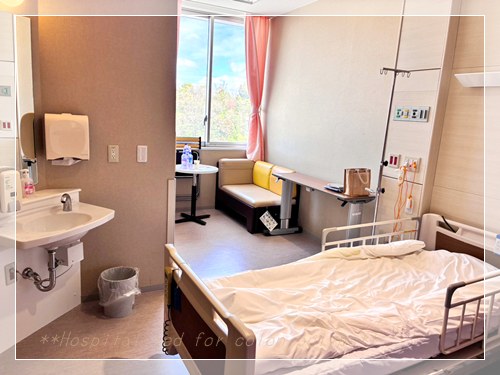 大腸ポリープ切除で入院した個室の様子